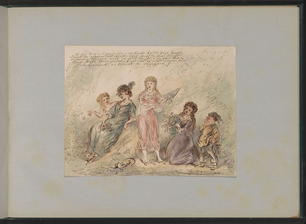 Landschap met vier meisjes en een jongen (c. 1854 - c. 1887) by Alexander Ver Huell