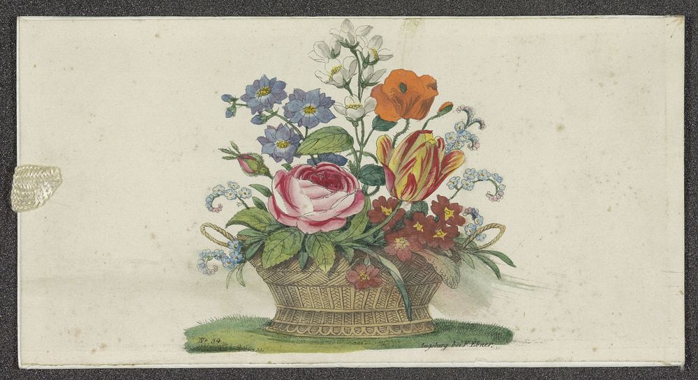 Mand met bloemen (1847 - 1849) by anonymous, Ferdinand Ebner kunsthandelaar and anonymous