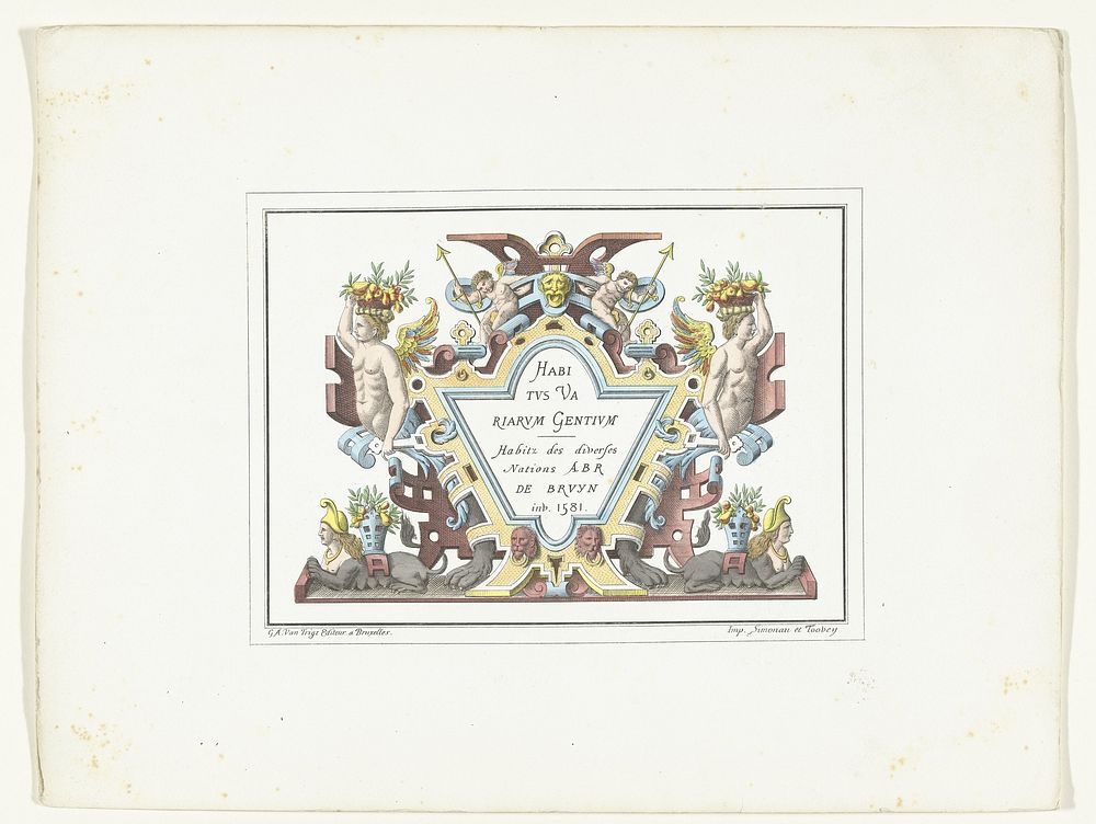 Titelprent voor de serie kostuumprenten in facsimile Habitus Variarum Gentium (1872 - 1875) by anonymous and G A van Trigt