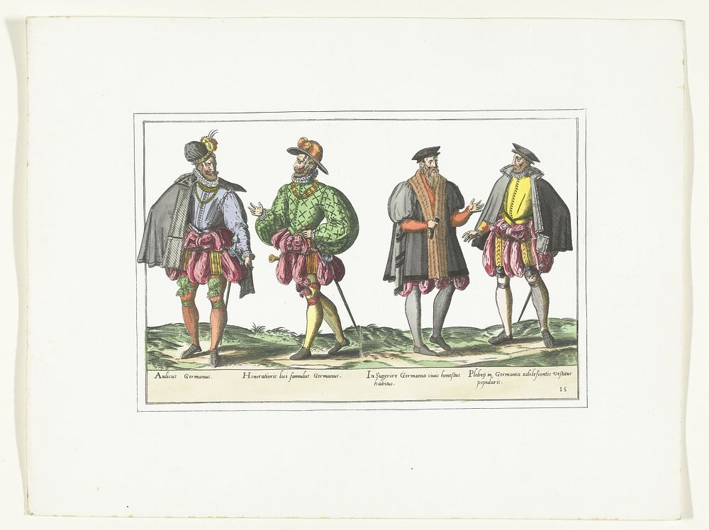 Vier mannen gekleed volgens de Duitse mode, ca. 1580 (1872 - 1875) by anonymous, Abraham de Bruyn and G A van Trigt