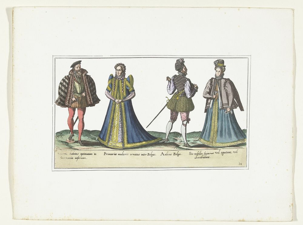 Twee vrouwen en twee mannen gekleed volgens de mode in Noord-Rijnland-Westfalen en Vlaanderen, ca. 1580 (1872 - 1875) by…