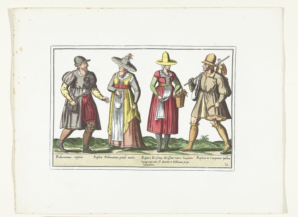Twee boeren en twee boerinnen gekleed volgens de Italiaanse mode, ca. 1580 (1872 - 1875) by anonymous, Abraham de Bruyn and…