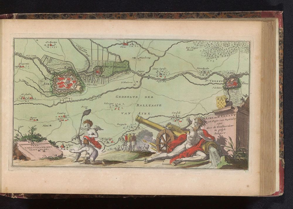 Kaart van Aire-sur-la-Lys en Saint-Venant (1735) by anonymous and erven J Ratelband and Co