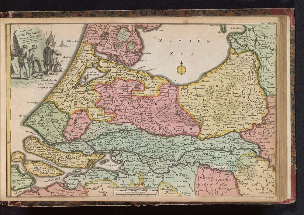 Kaart van Midden-Nederland met de gebieden getroffen door watersnood in 1726 (1726 - 1735) by Balthasar Ruyter, Jan Goeree…