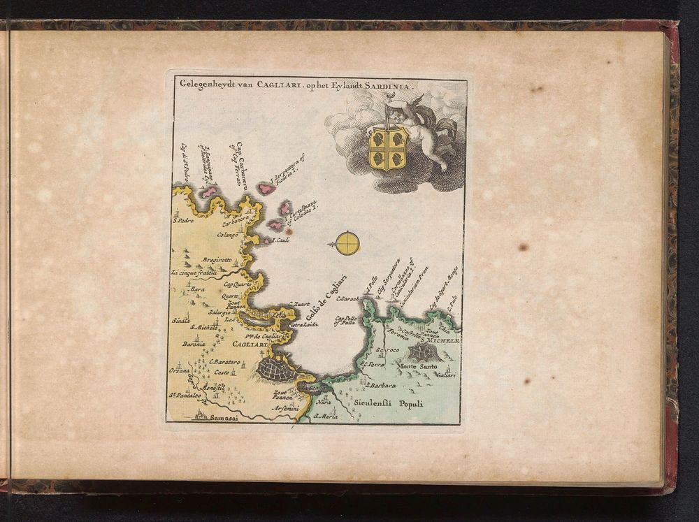 Kaart van Cagliari op Sardinië (1735) by anonymous and erven J Ratelband and Co