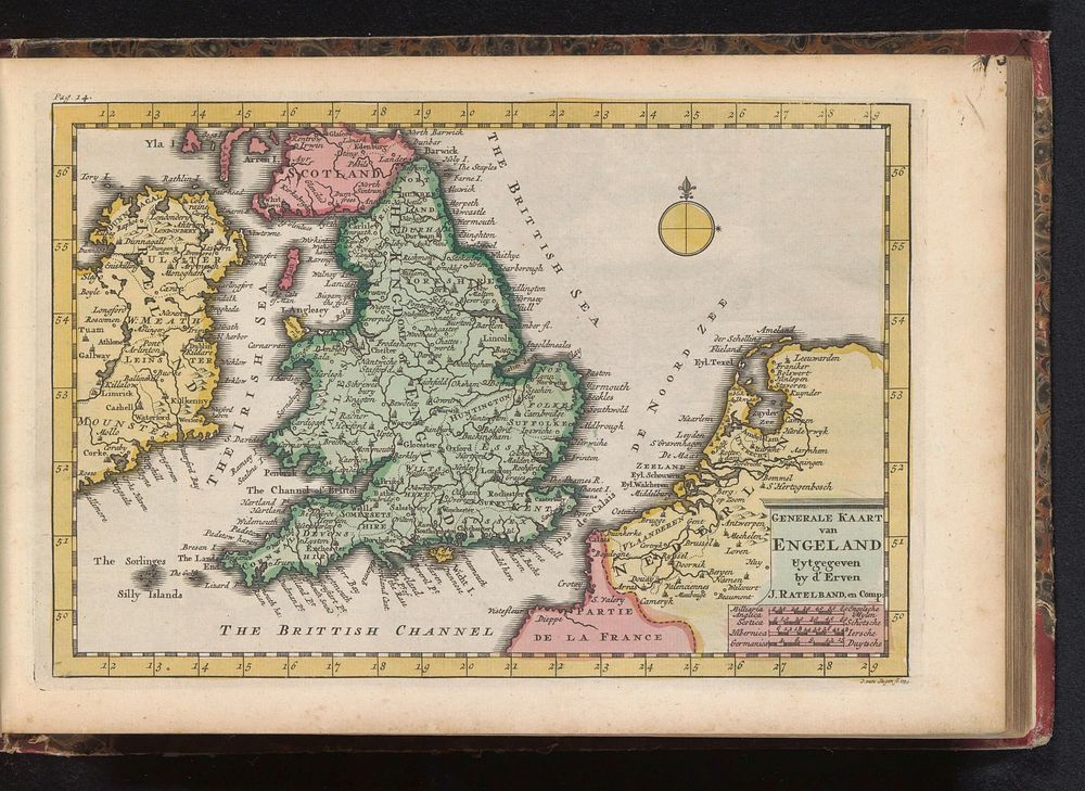 Kaart van Engeland (1734) by Jan van Jagen and erven J Ratelband and Co