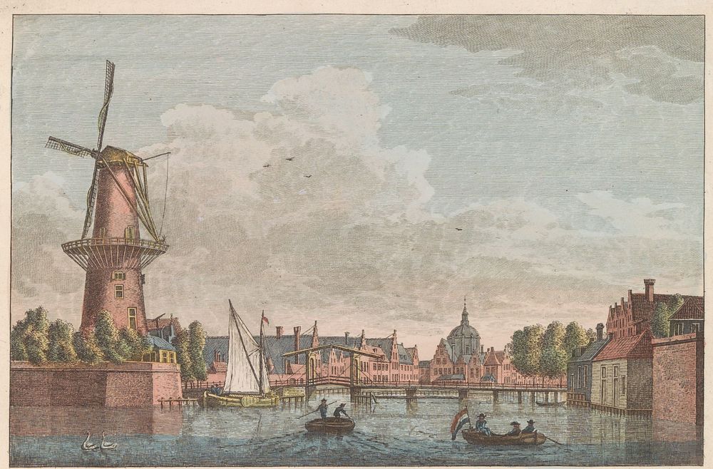 Galgewater te Leiden, ca. 1790 (1824 - 1825) by Carel Frederik Bendorp I, Jan Bulthuis and Evert Maaskamp
