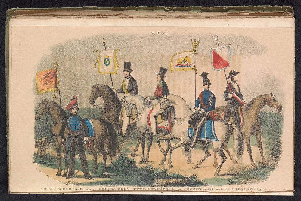 Kostumen en vaandels van de erewachten van Groningen, Leeuwarden en Utrecht, 1840-1842 (1840 - 1842) by Joannes Ferdinandus…