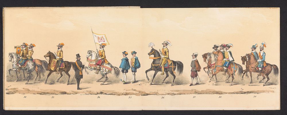 Historische optocht door studenten van de Groningse Hogeschool, 1850 (plaat 5) (1850) by Johannes Hermanus van de Weijer and…