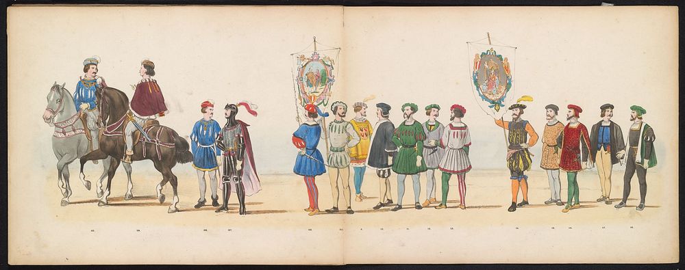 Maskerade van de Leidse studenten, 1855 (plaat 13) (1855) by Gerardus Johannes Bos, Pieter Willem Marinus Trap and C C van…