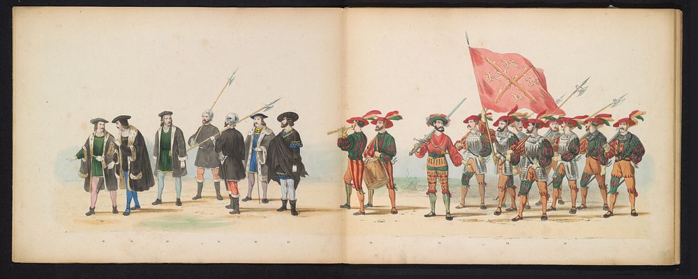 Maskerade van de Leidse studenten, 1855 (plaat 3) (1855) by Gerardus Johannes Bos, Pieter Willem Marinus Trap and C C van…