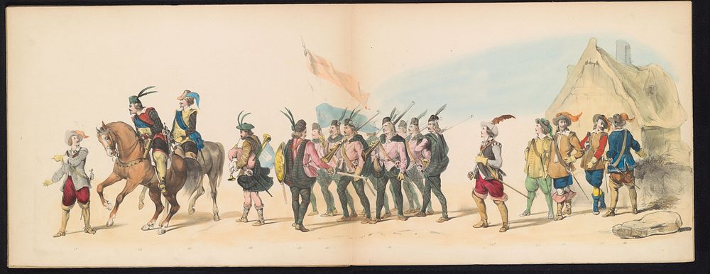 Maskerade van de Leidse studenten, 1850 (plaat 11) (1850) by Carel Christiaan Antony Last, Jan Karel Jacob de Jonge, P…