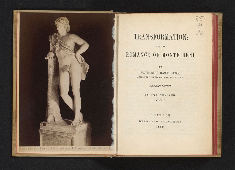 Transformation : or, the romance of Monte Beni (1860) by Nathaniel Hawthorne and Bernhard Tauchnitz