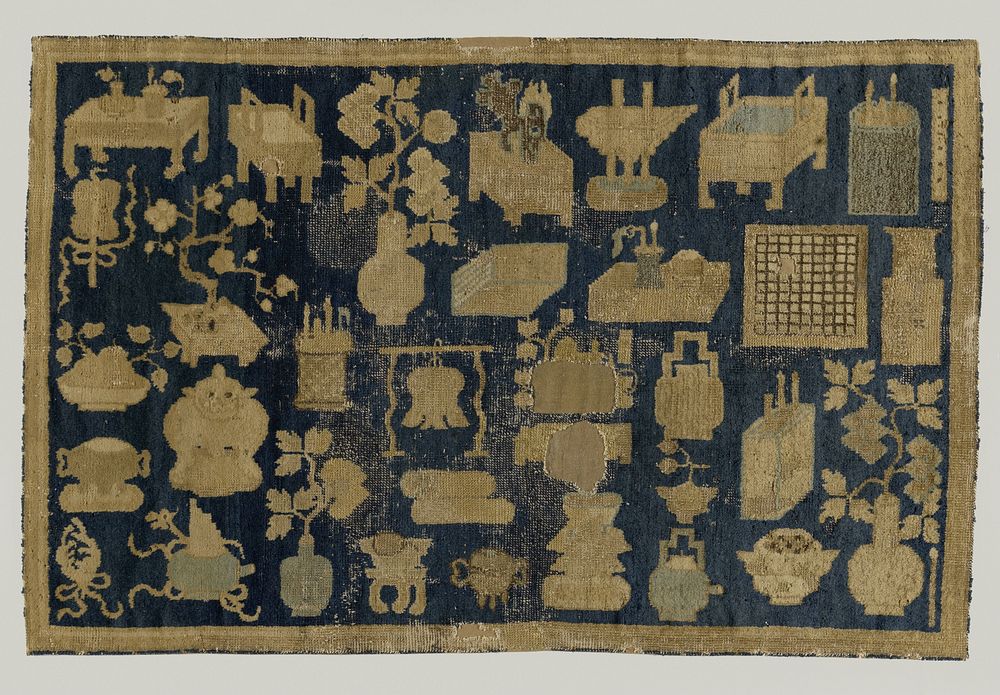 Oosters tapijt met de honderd antiquiteiten (1600 - 1699)