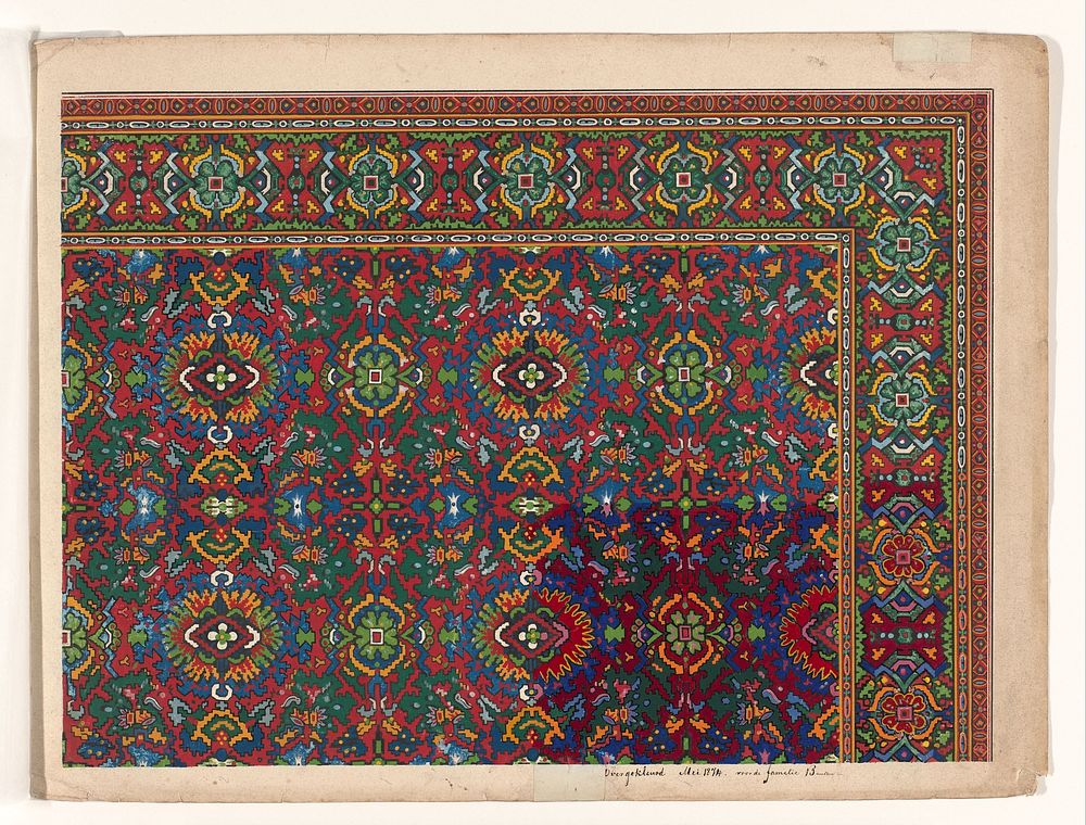 Ontwerp voor een tapijt (1874) by anonymous, Deventer Tapijtfabriek and Firma Smaale