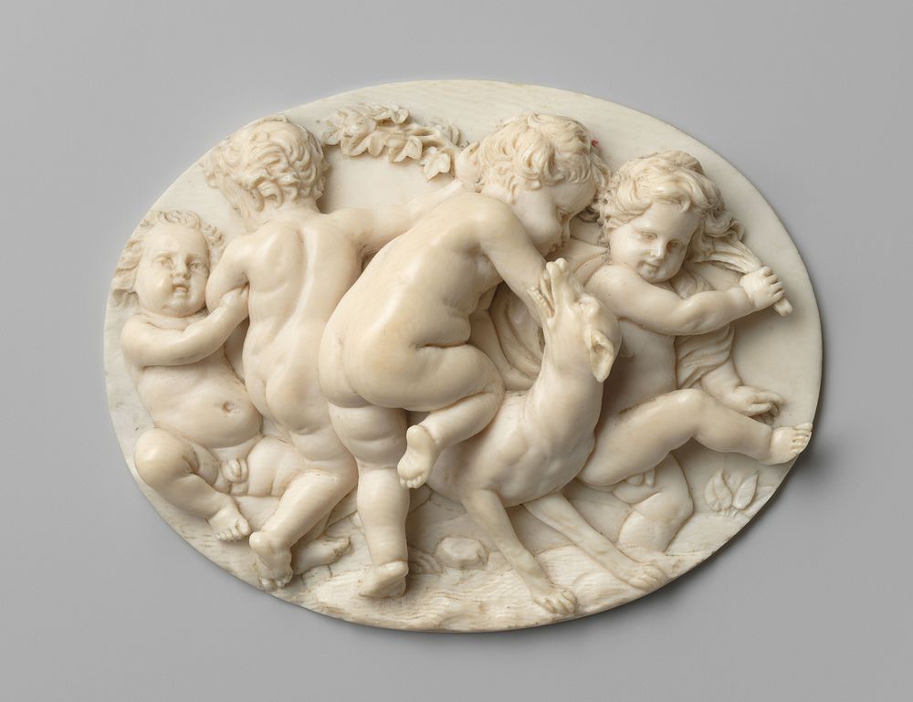Putti in a Circle Dance with a Dog (c. 1700) by Gabriel Grupello and Frans Langhemans