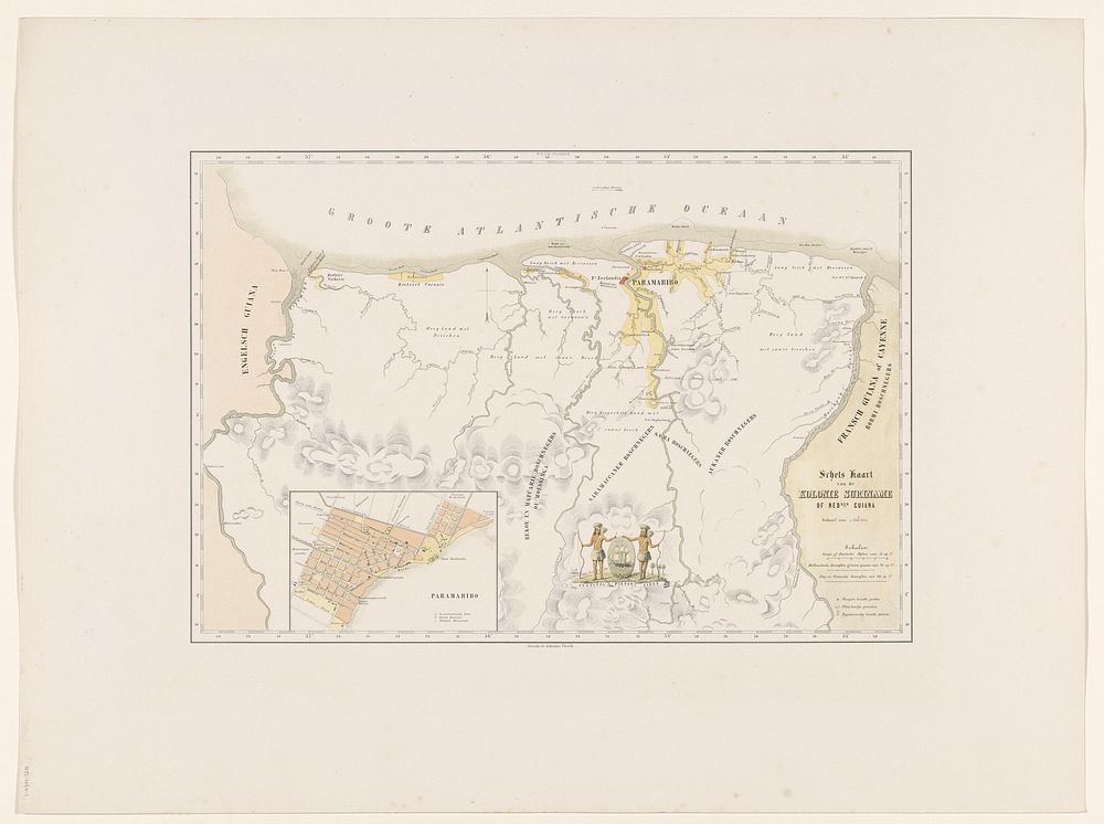 Schets Kaart van de Kolonie Suriname of Ned.sche Guiana (1860 - 1862) by Gerard Voorduin, jonkheer Jacob Eduard van…