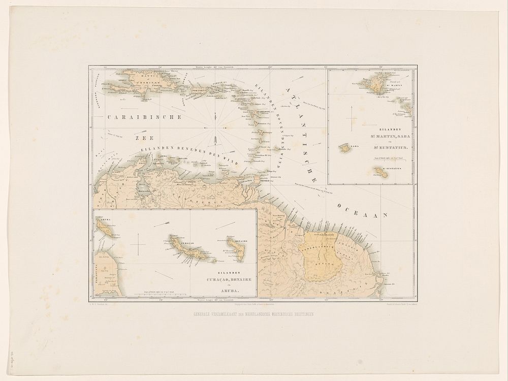 Kaart van de Nederlandse Antillen (1860 - 1862) by Gerard Voorduin, Steendrukkerij de Industrie and Frans Buffa en Zonen