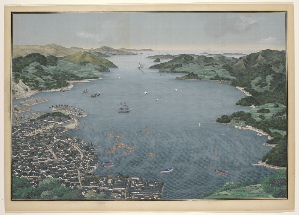 Nagasaki Harbour (c. 1833 - c. 1836) by Kawahara Keiga