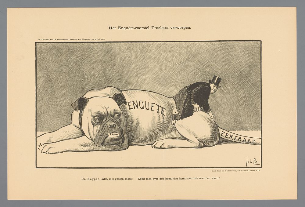 Het Enquête-Voorstel Troelstra verworpen (1910) by Johan Braakensiek and Harms and Co Ellerman