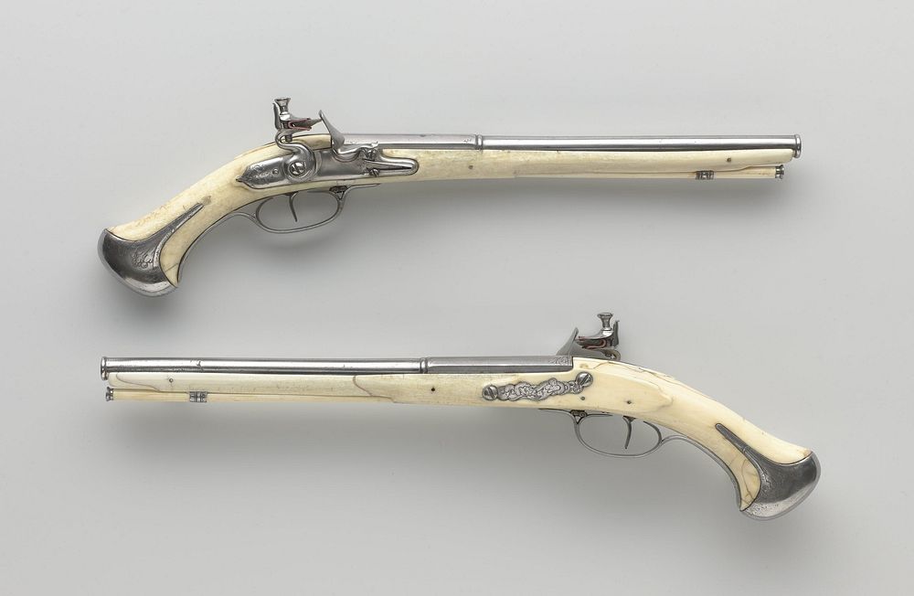 Pair of flintlock pistols (c. 1660 - c. 1665) by Michel de la Pierre