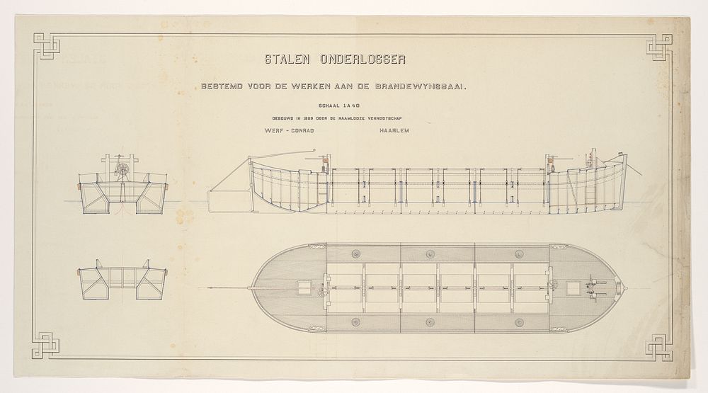 Stalen onderlosser bestemd voor de werken aan de Brandewynsbaai (1889) by anonymous