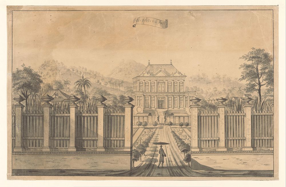 Gezicht op landgoed Bonjon ofwel Vredestein (1762 - 1783) by A de Nelly