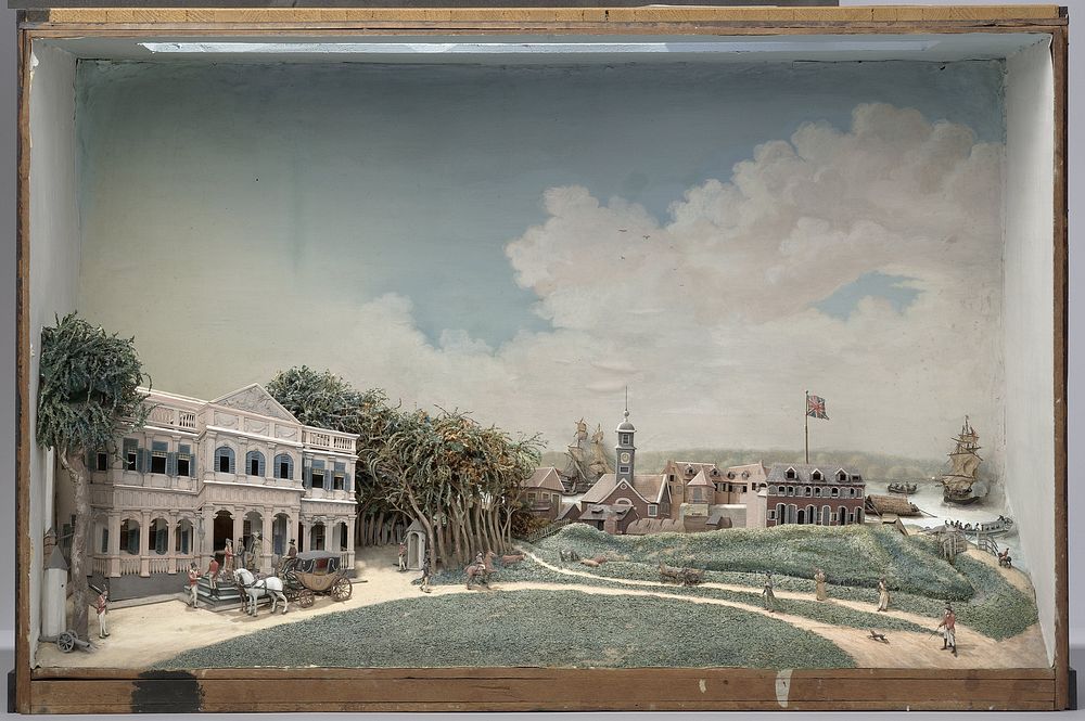 Diorama of Government Square in Paramaribo (1812) by Gerrit Schouten