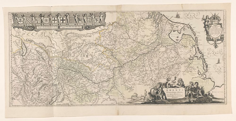 Kaart van het stroomgebied van de Rijn (1636) by Willem Janszoon Blaeu