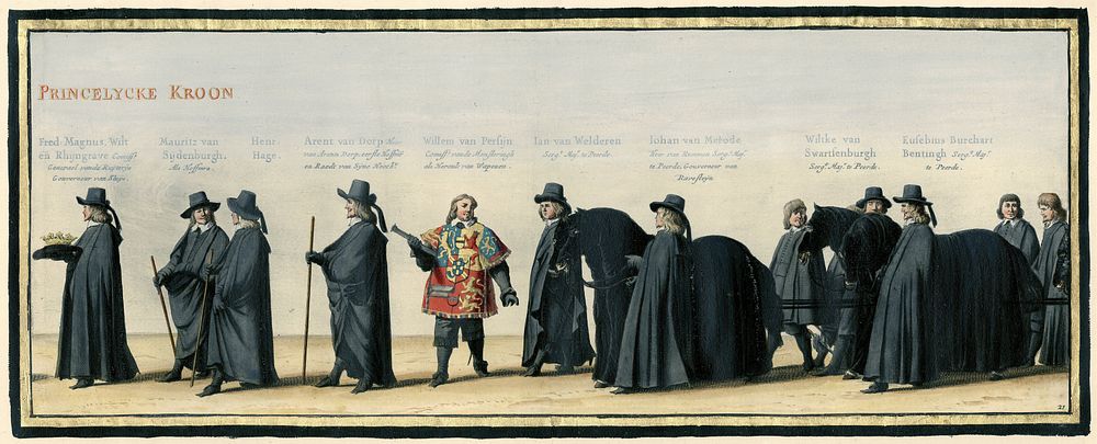 De begrafenisstoet van Frederik Hendrik, plaat nr. 21 (1651) by Pieter Nolpe, Pieter Jansz Post, Pieter Jansz Post and…