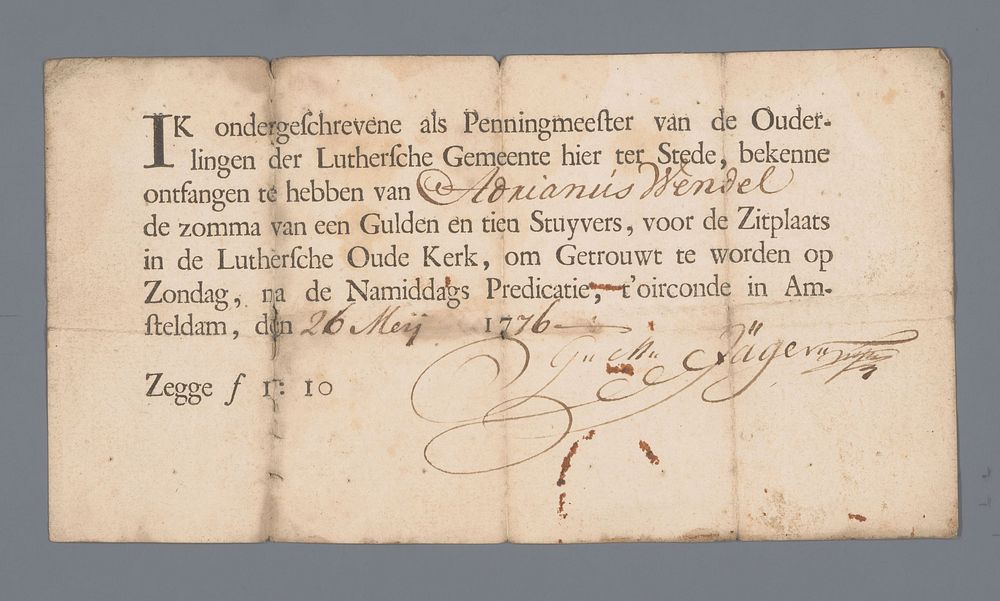 Document (1776) by Lutherse Gemeente te Amsterdam