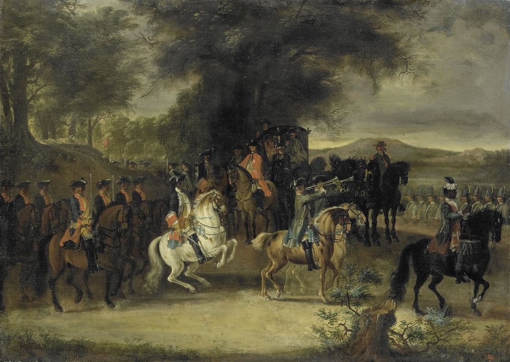 Inspection of a Cavalry Regiment, perhaps by William of Hesse-Homburg (1742) by Cornelis Troost