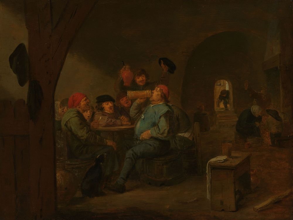 Drinking Bout in a Tavern (c. 1700) by Adriaen Brouwer