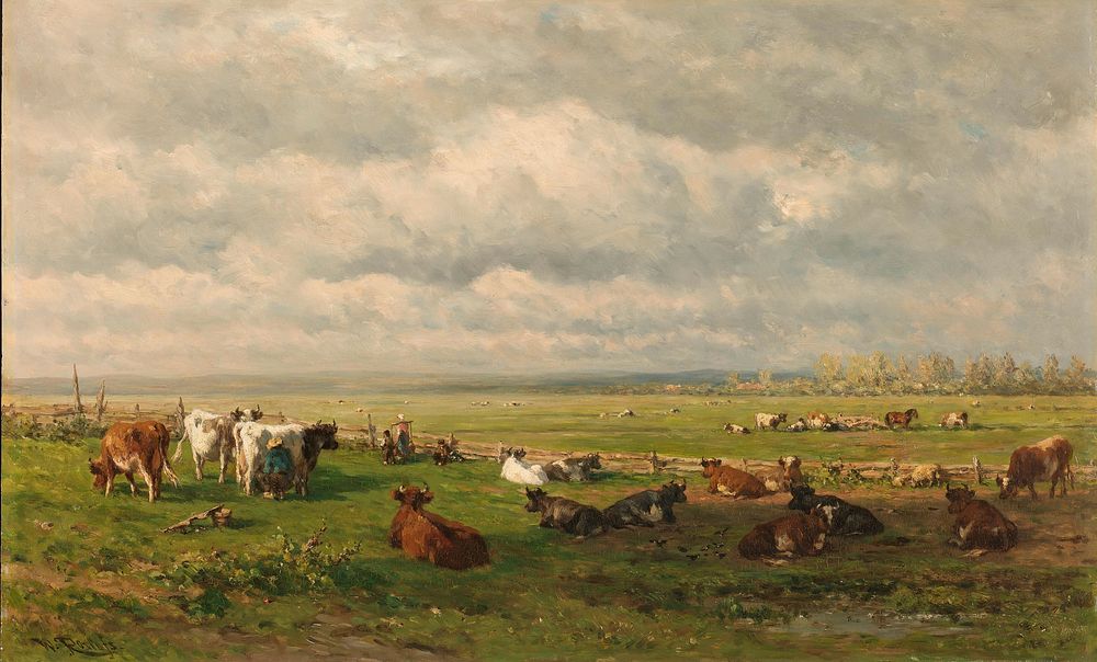 Meadow Landscape with Cattle (c. 1880) by Willem Roelofs I