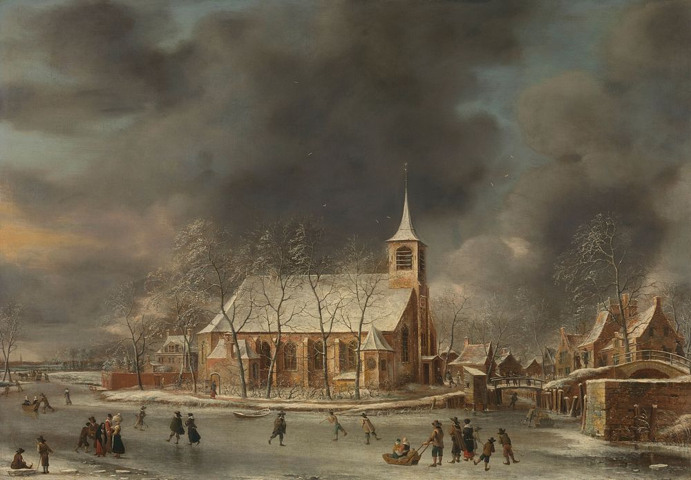 View of the Church of Sloten in the Winter (1640 - 1666) by Jan Abrahamsz Beerstraten