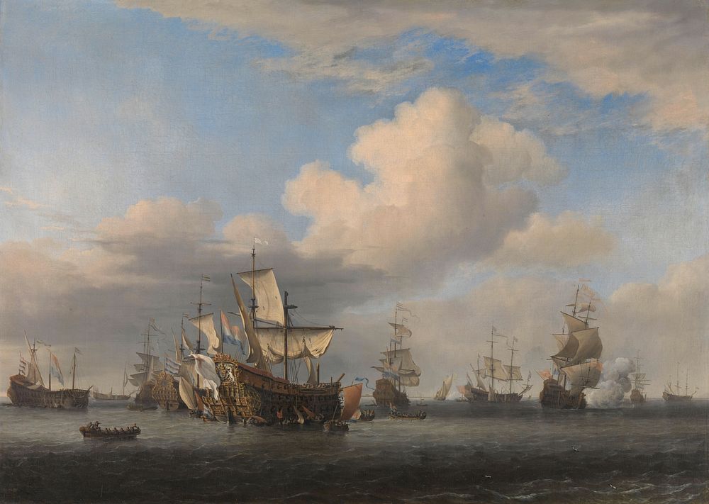 Captured English Ships after the Four Days’ Battle (c. 1666) by Willem van de Velde II