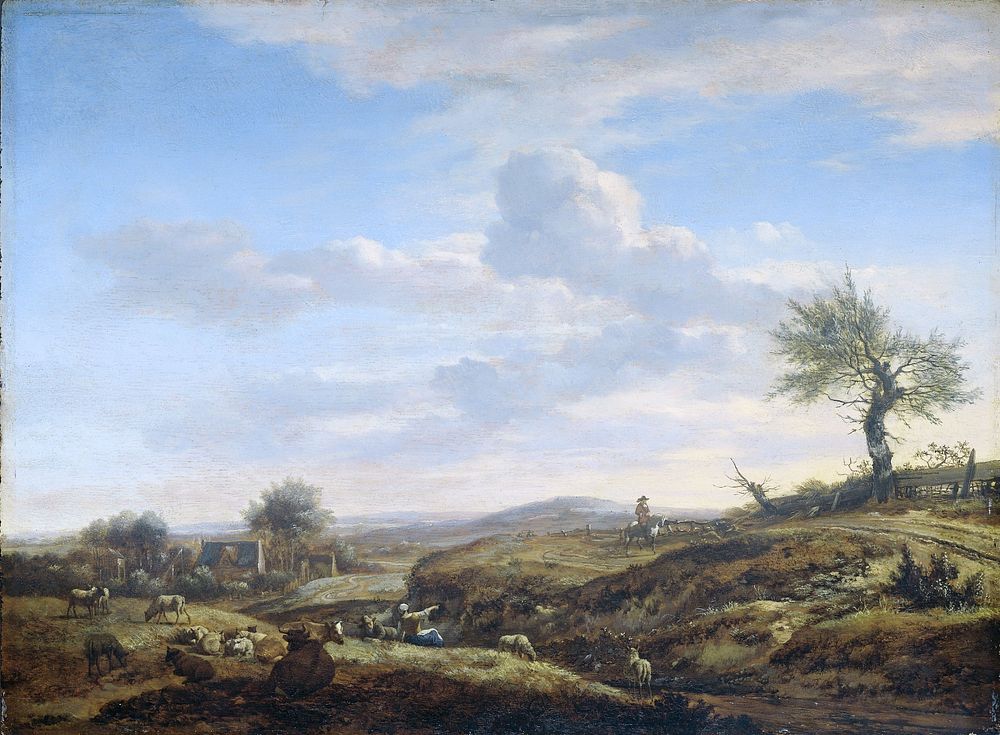 Hilly Landscape with a High Road (1660 - 1672) by Adriaen van de Velde