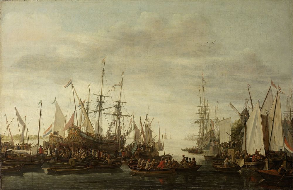 A Keelhauling, according to the non attested Tradition, of the Ship's Doctor of Admiral Jan van Nes (1660 - 1686) by Lieve…