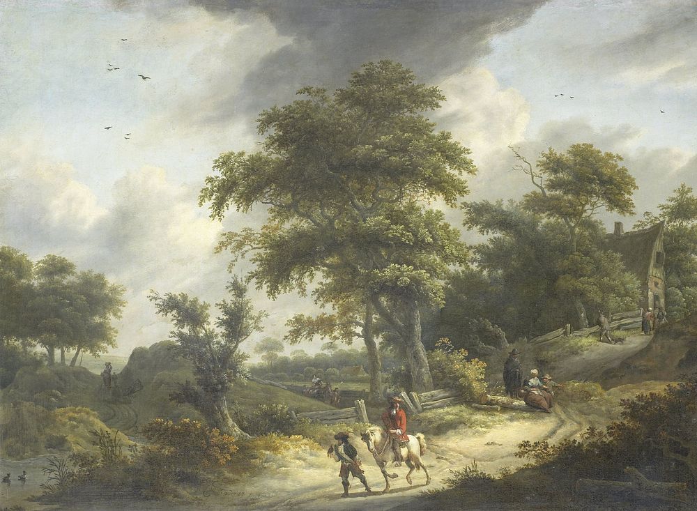Landscape with Falconer (1650 - 1681) by Roelof Jansz van Vries