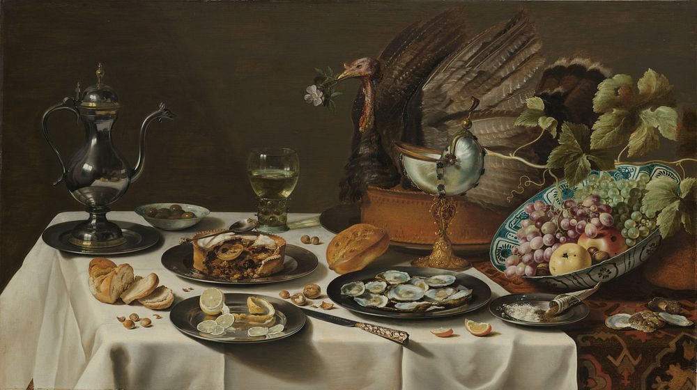Still Life with a Turkey Pie (1627) by Pieter Claesz