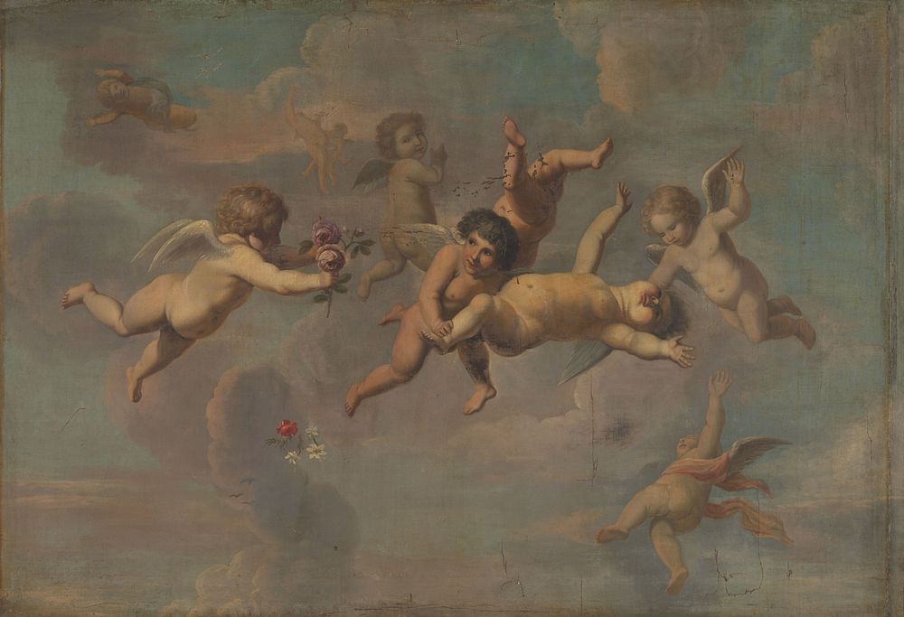 Tumbling Putti with Flowers (c. 1650) by anonymous