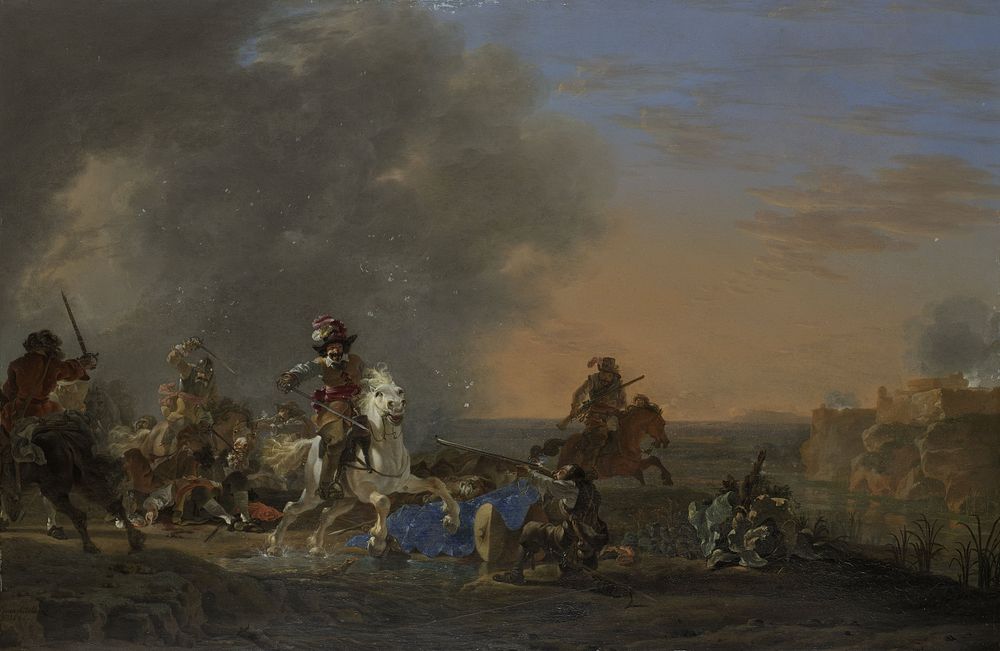 Cavalry Attack at Sunset (1646) by Jan Asselijn