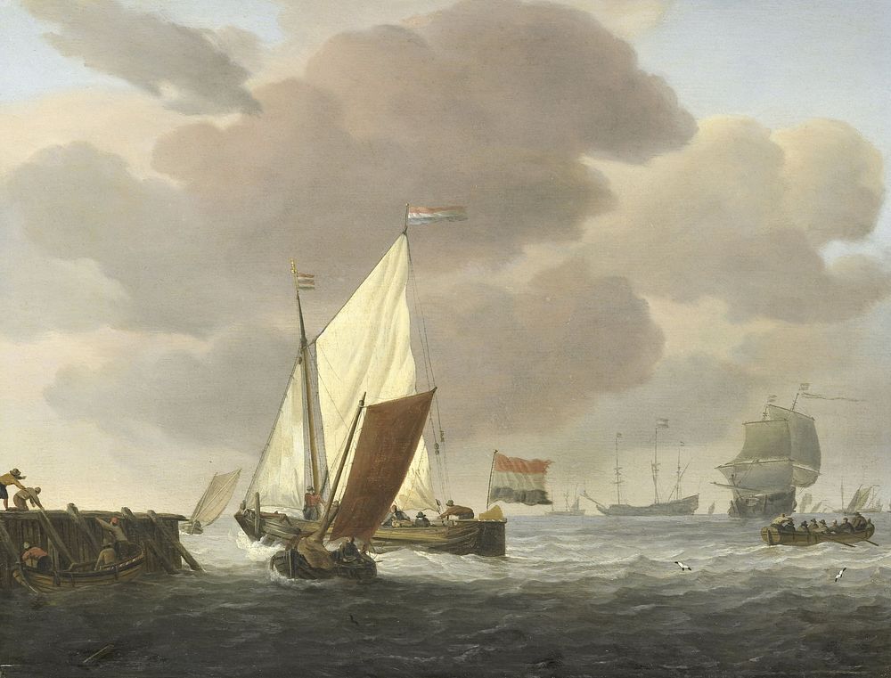 Ships near the Coast in windy Weather (c. 1650 - c. 1707) by Willem van de Velde II