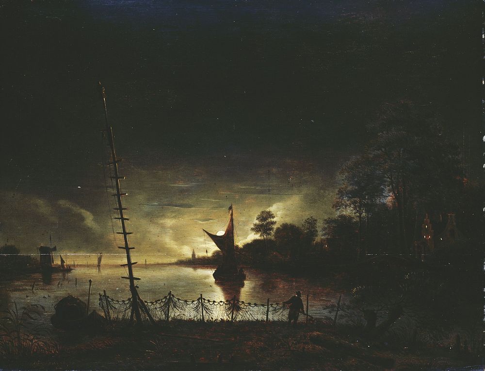 Moonlit Landscape (1640 - 1677) by Anthonie van Borssom