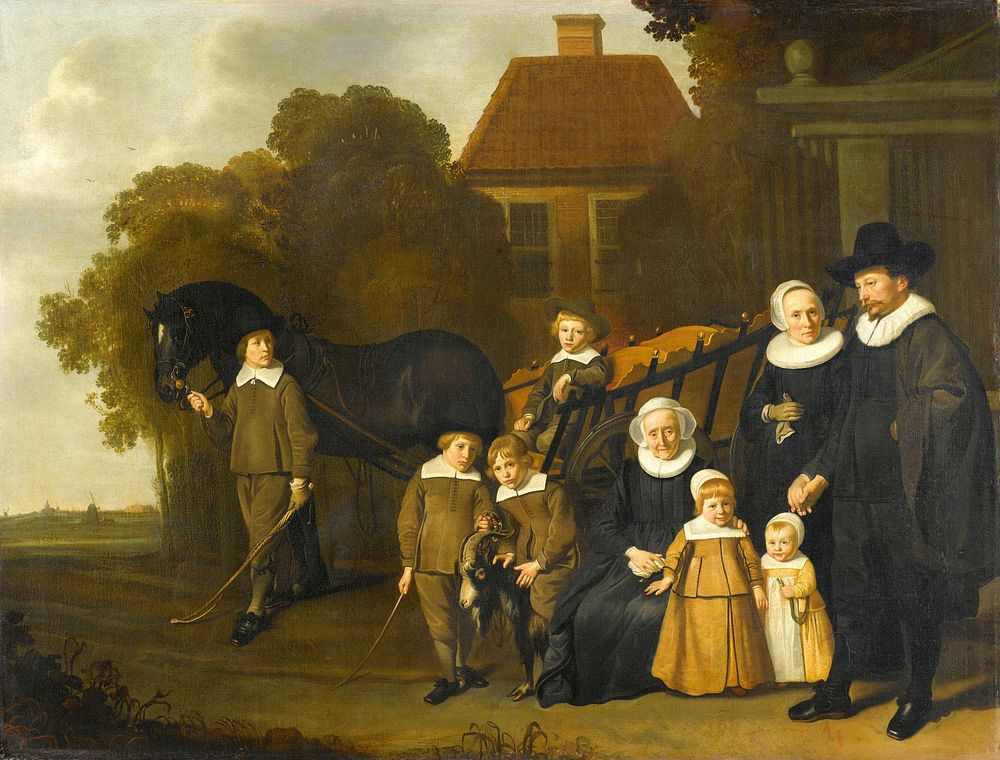 Group Portrait of the Meebeeck Cruywagen Family at the Gate of their Country Home on the Uitweg near Amsterdam (1640 - 1645)…