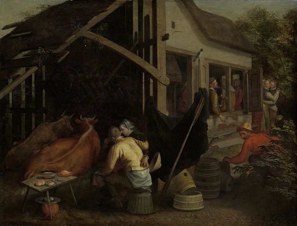 Couples Making Love at a Country Inn (c. 1570 - c. 1590) by Aert Pietersz and Marten van Cleve I