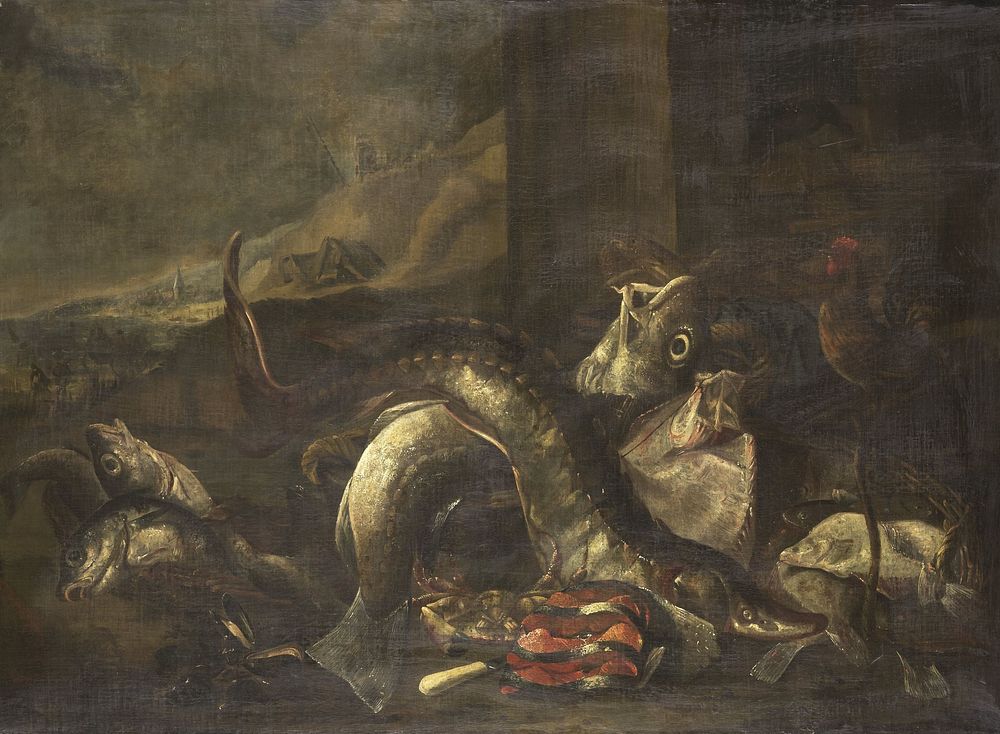 Still Life with Fish (1668 - 1690) by R van Burgh