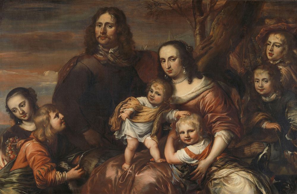 A couple with six children (1650 - 1678) by Jürgen Ovens