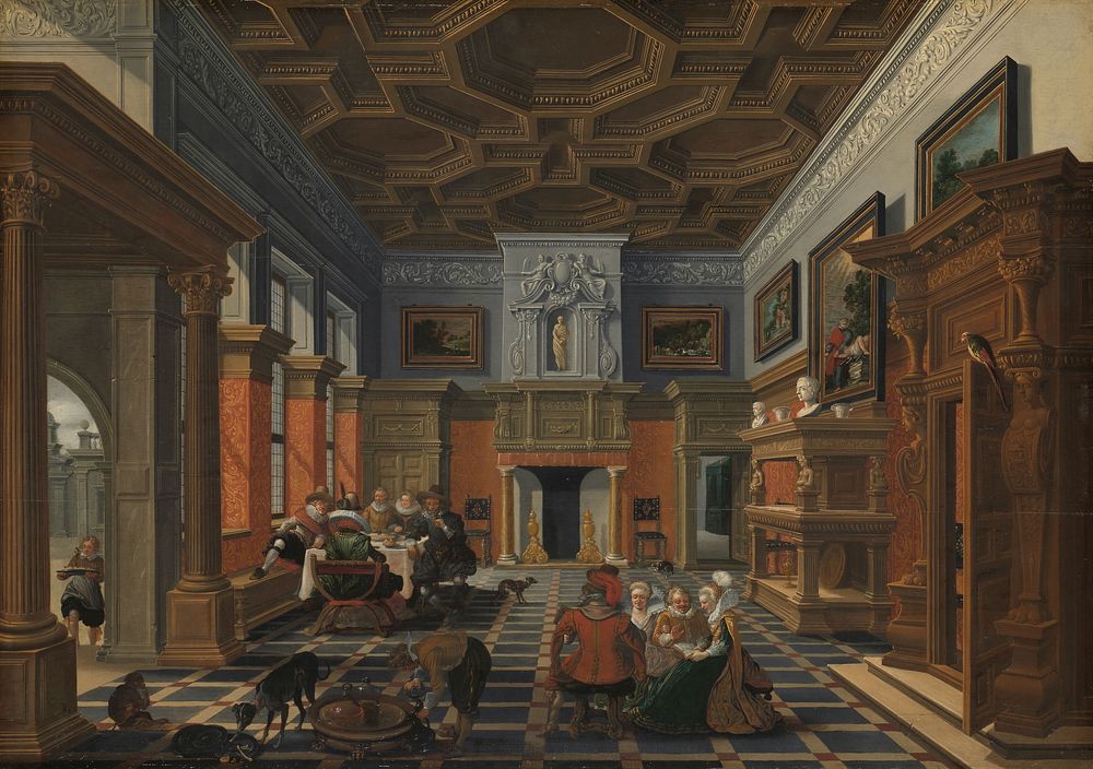 Interior with a Company (c. 1622 - c. 1624) by Bartholomeus van Bassen and Esaias van de Velde