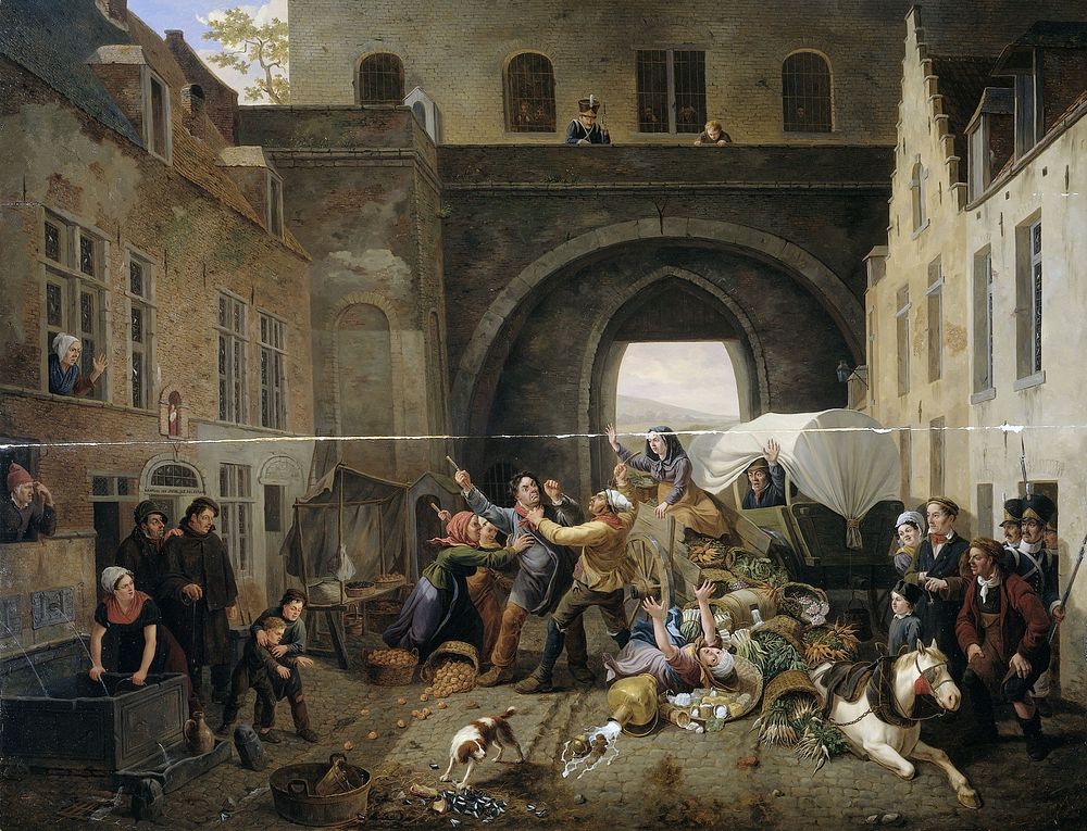 A Collision at the Porte de Hal, Brussels (1823) by Constantinus Fidelio Coene